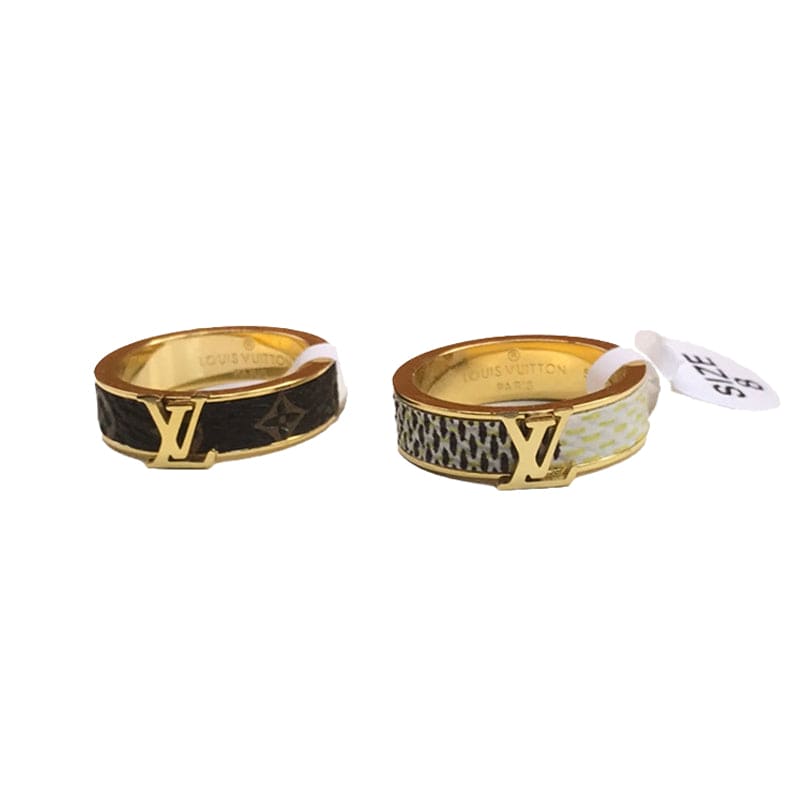 18K Louis Vuitton Leather Set of Two Rings