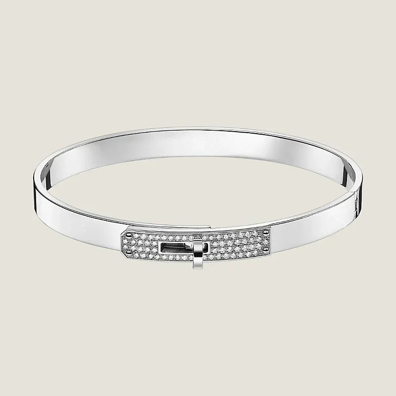 18K Kelly Small Model Diamond Hermes Bracelet