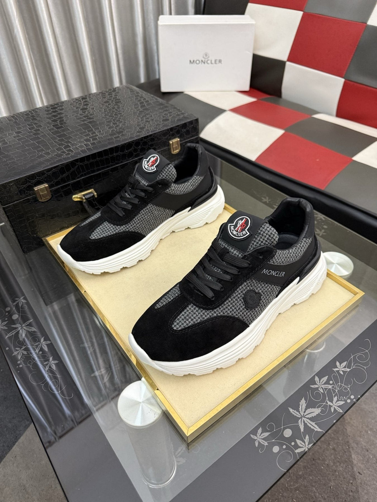 Moncler Mesh-Panel Chunky Sole Sneakers — front
