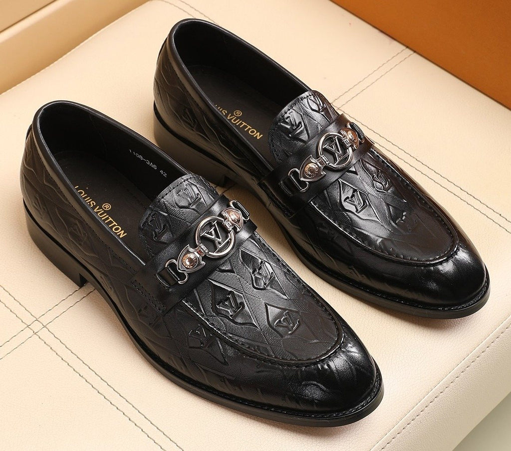 Louis Vuitton Black Embossed Loafers — hero