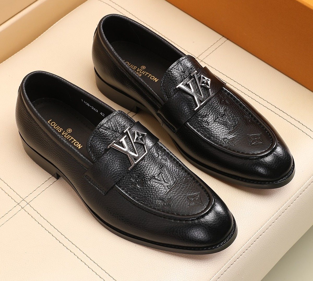 Louis Vuitton Black Embossed Loafers — hero