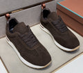 Men's Dark Brown Paneled Sneakers — hero