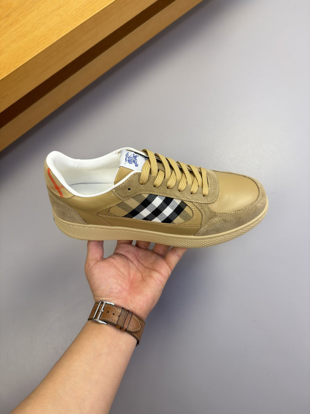 Burberry Check-Panel Low-Top Sneakers — model