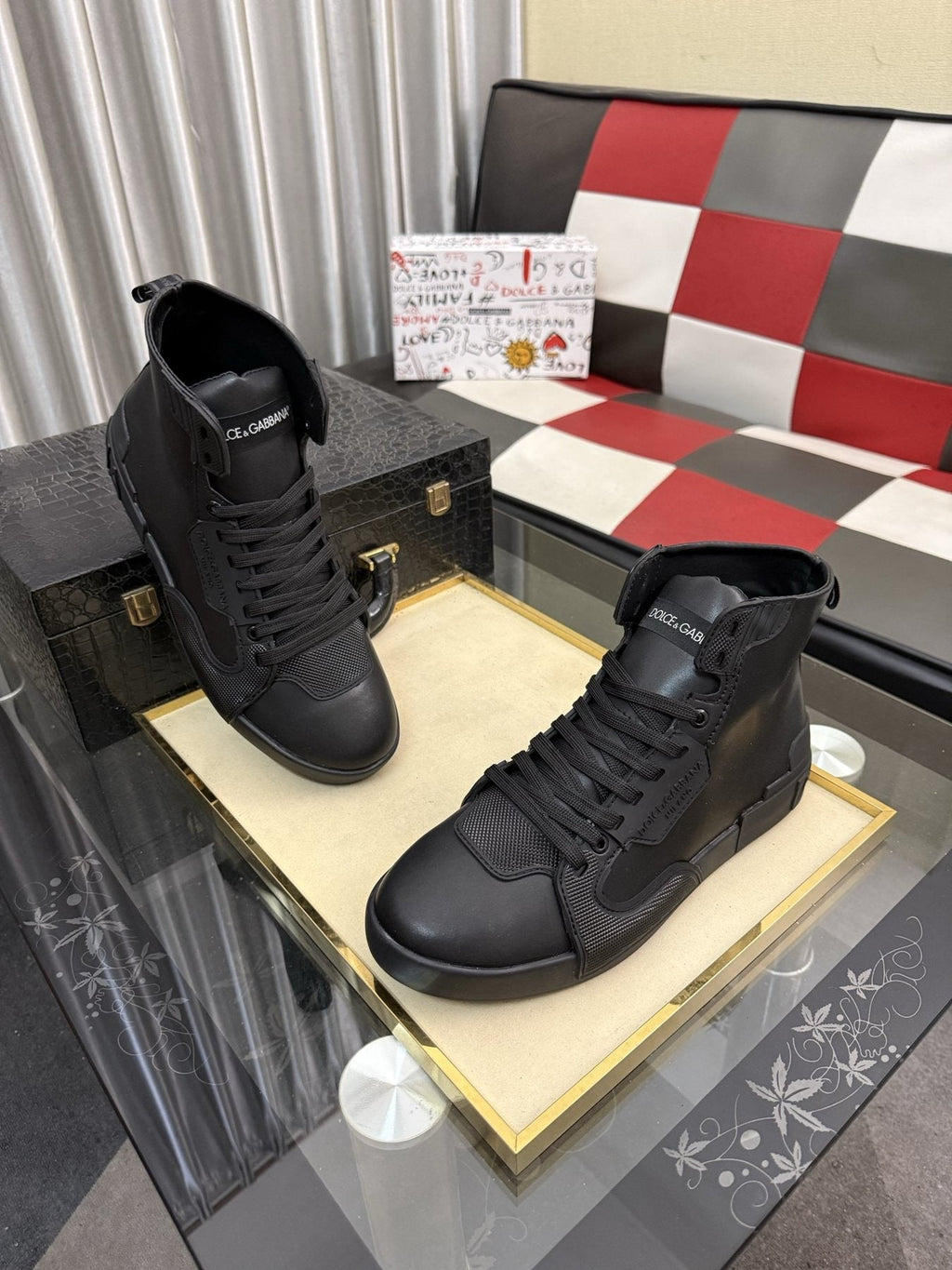 Dolce & Gabbana Paneled High-Top Sneakers — front