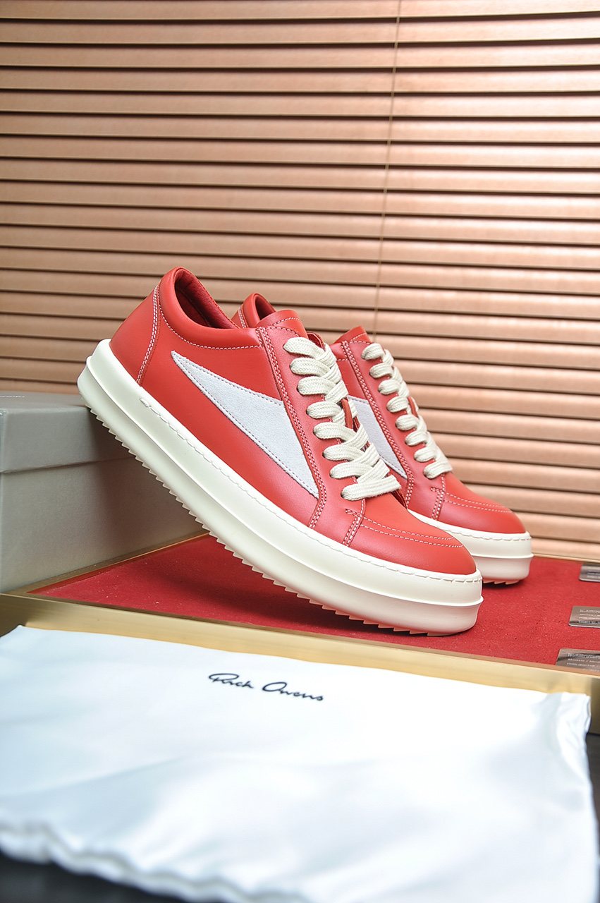 Rick Owens Contrast-Panel Platform Low-Top Sneakers — front