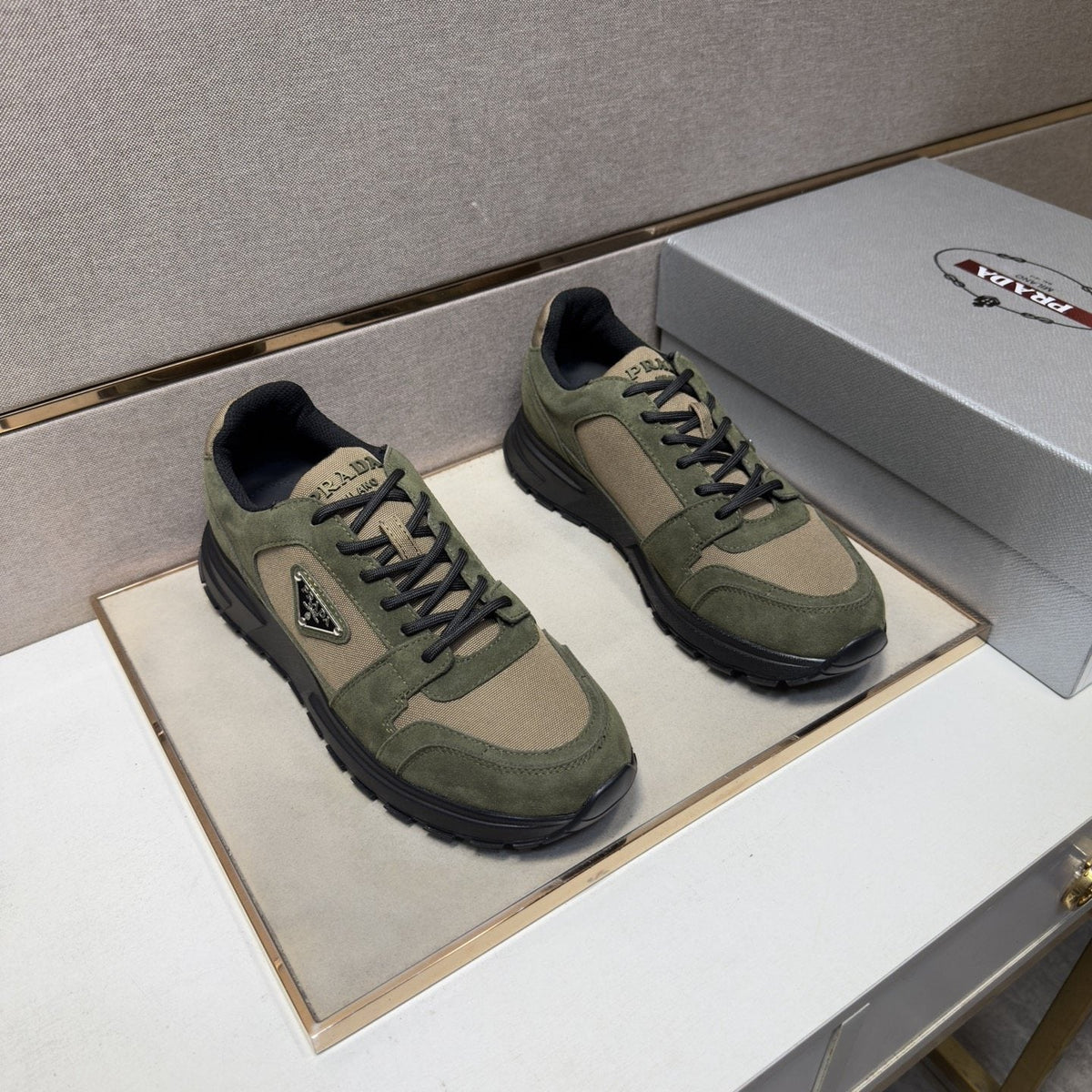 Prada Men's Paneled Low-Top Sneakers — front