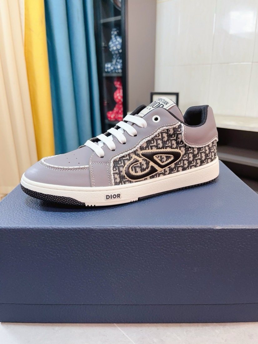 Dior Men's Patterned Panel Low-Top Sneakers — front