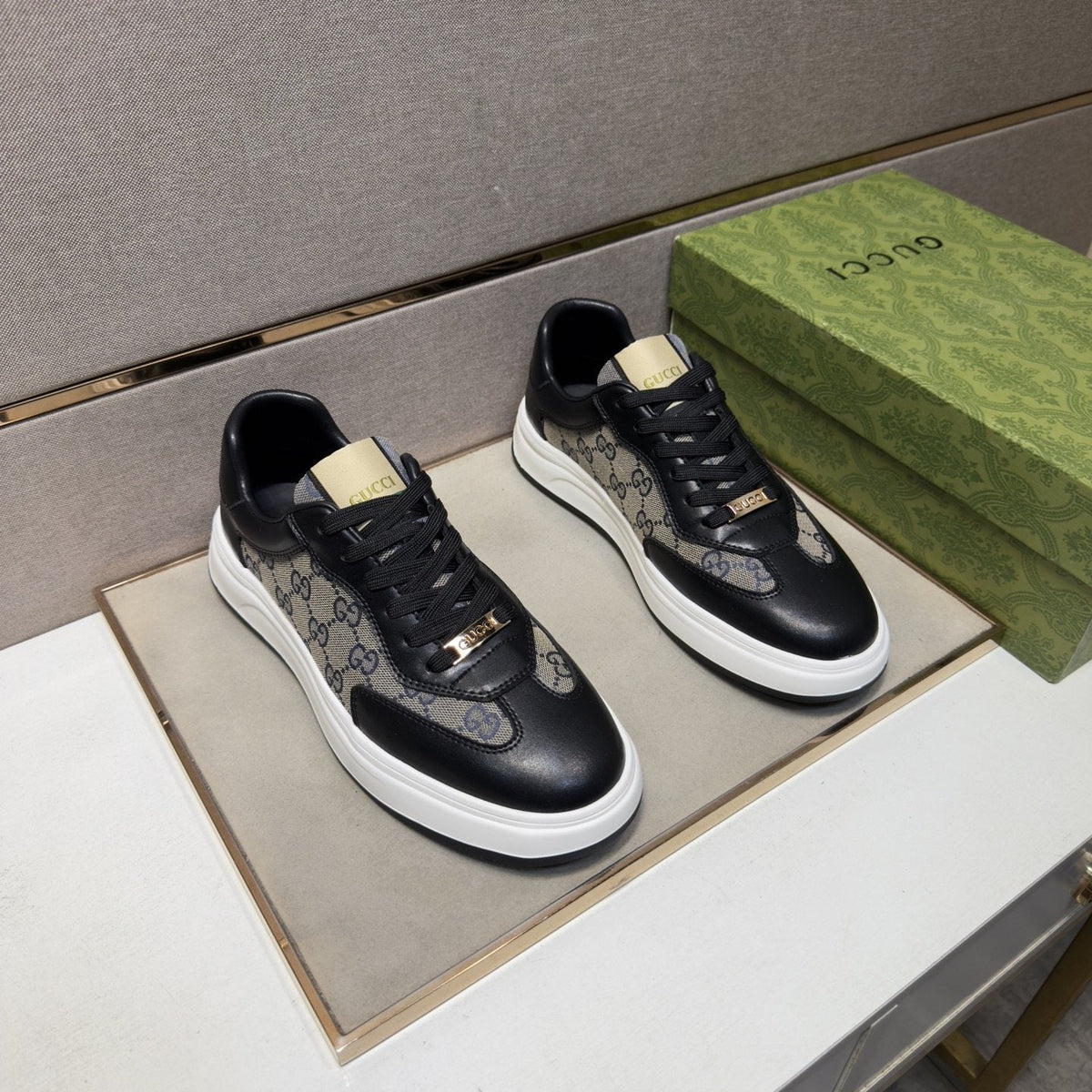 Gucci Men's Patterned-Panel Sneakers — front